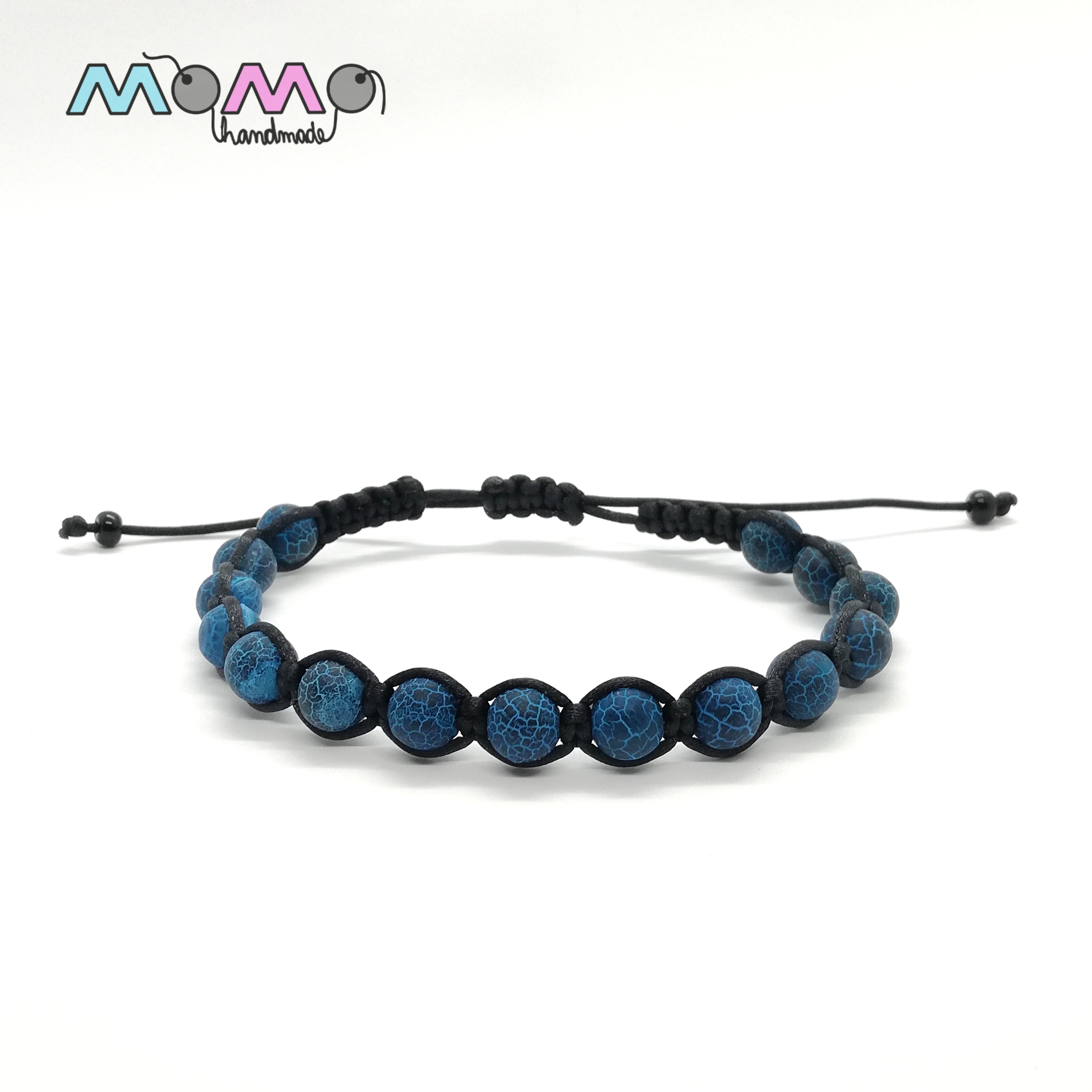 Shamballa náramek černý (tmavě modrý dračí achát)